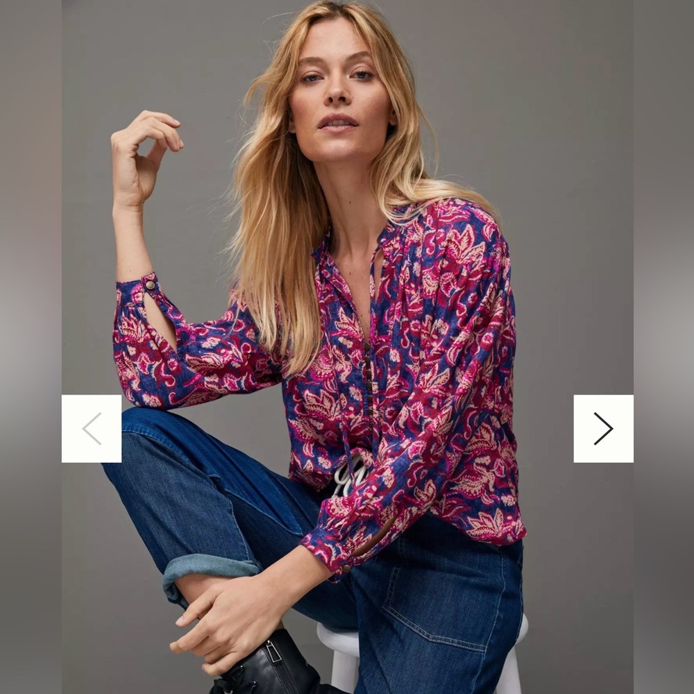 Anthropologie Pilcro Lucille Floral Peasant Blouse